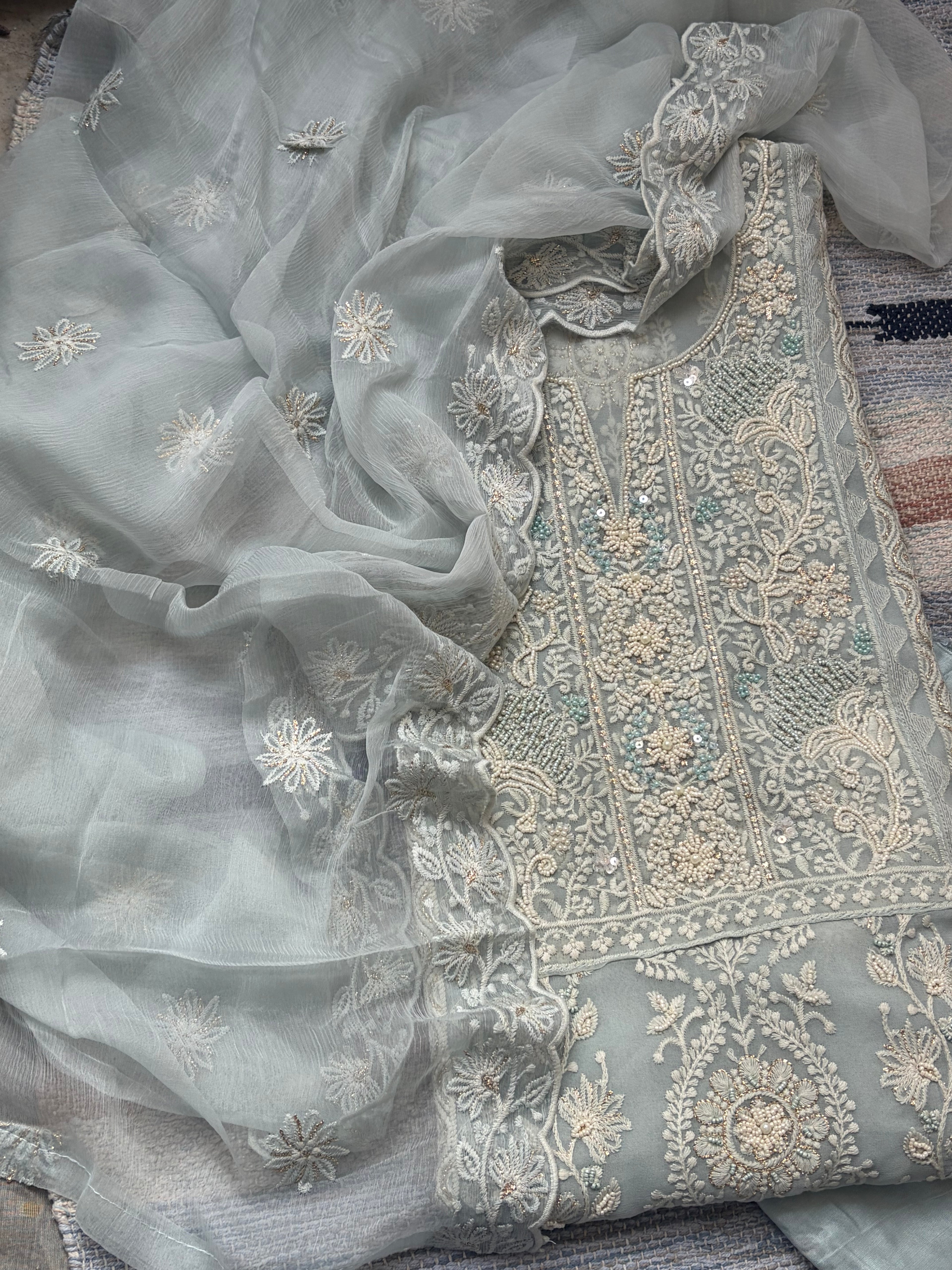 Georgette Chikankari Threadwork Suit Set
