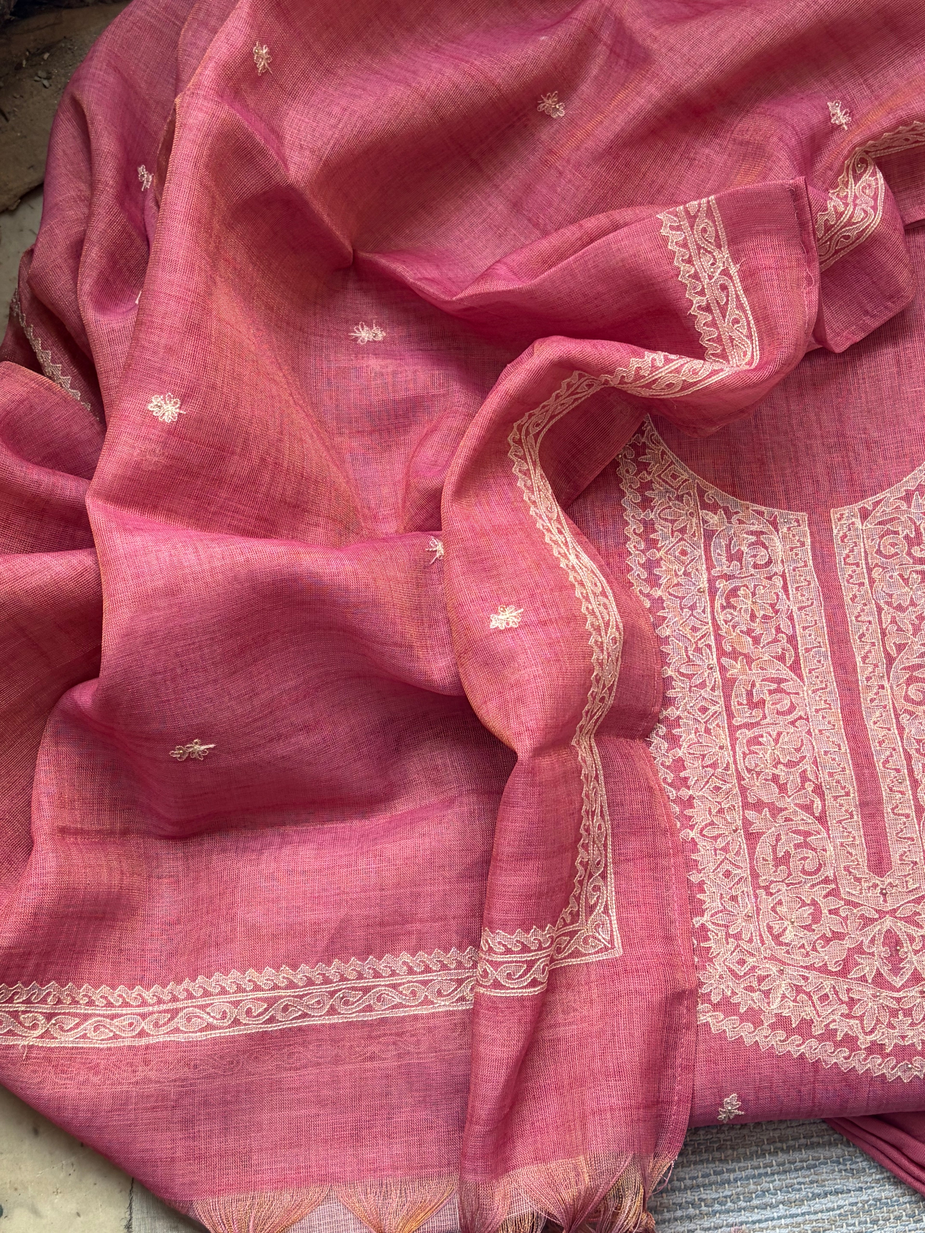 Dusty Rose Embroidered Premium Cotton Suit Set