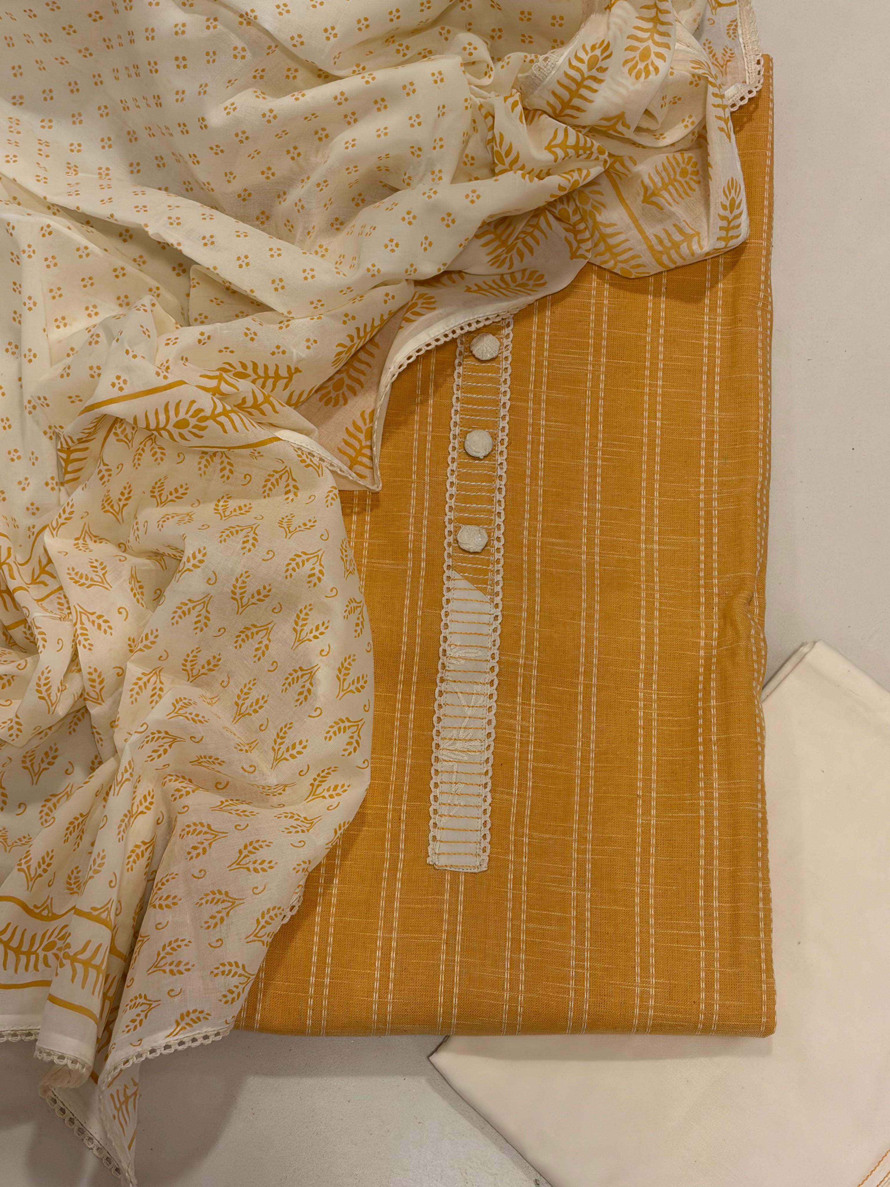 Premium Hand Block Print Cotton Suit Set with Lace Detailing – Blush Pink Charm