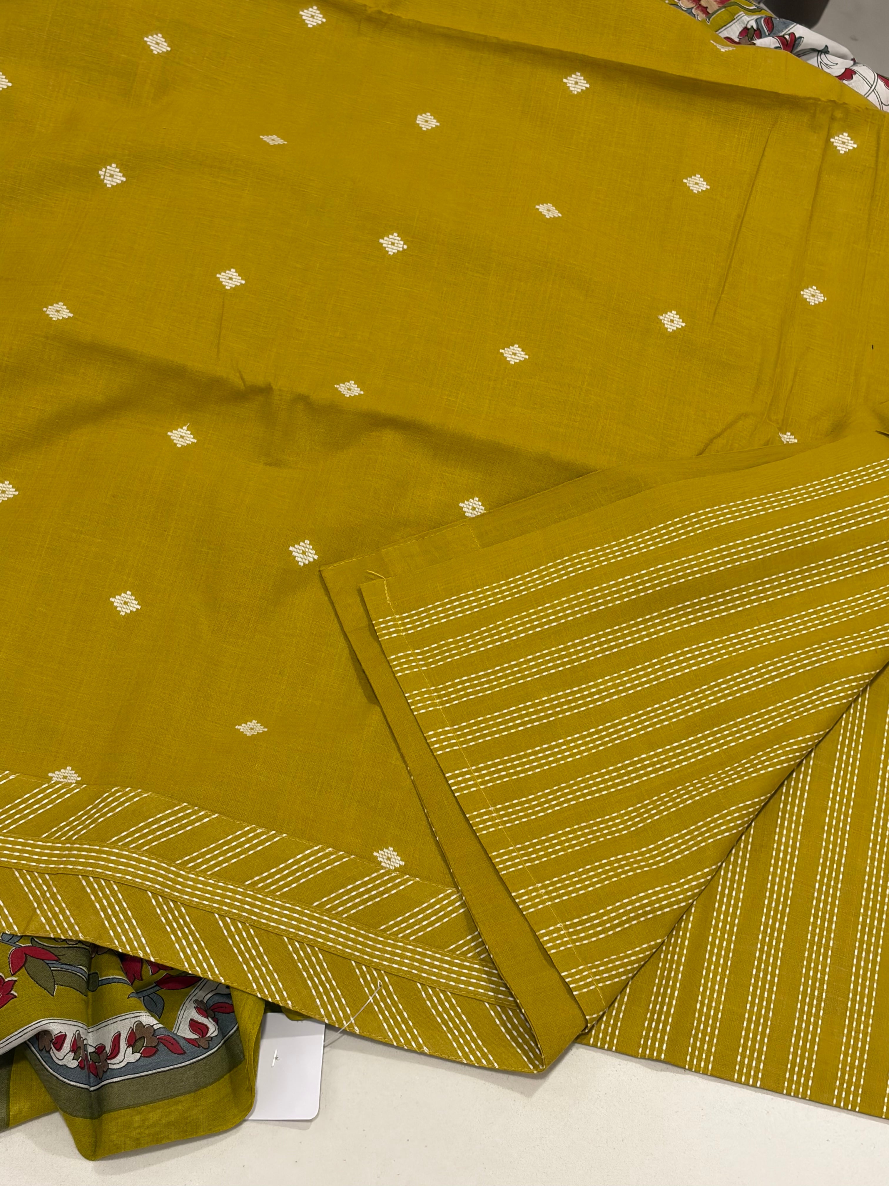 Premium Mustard Cotton Suit Set with Floral Printed Dupatta – Everyday Elegance