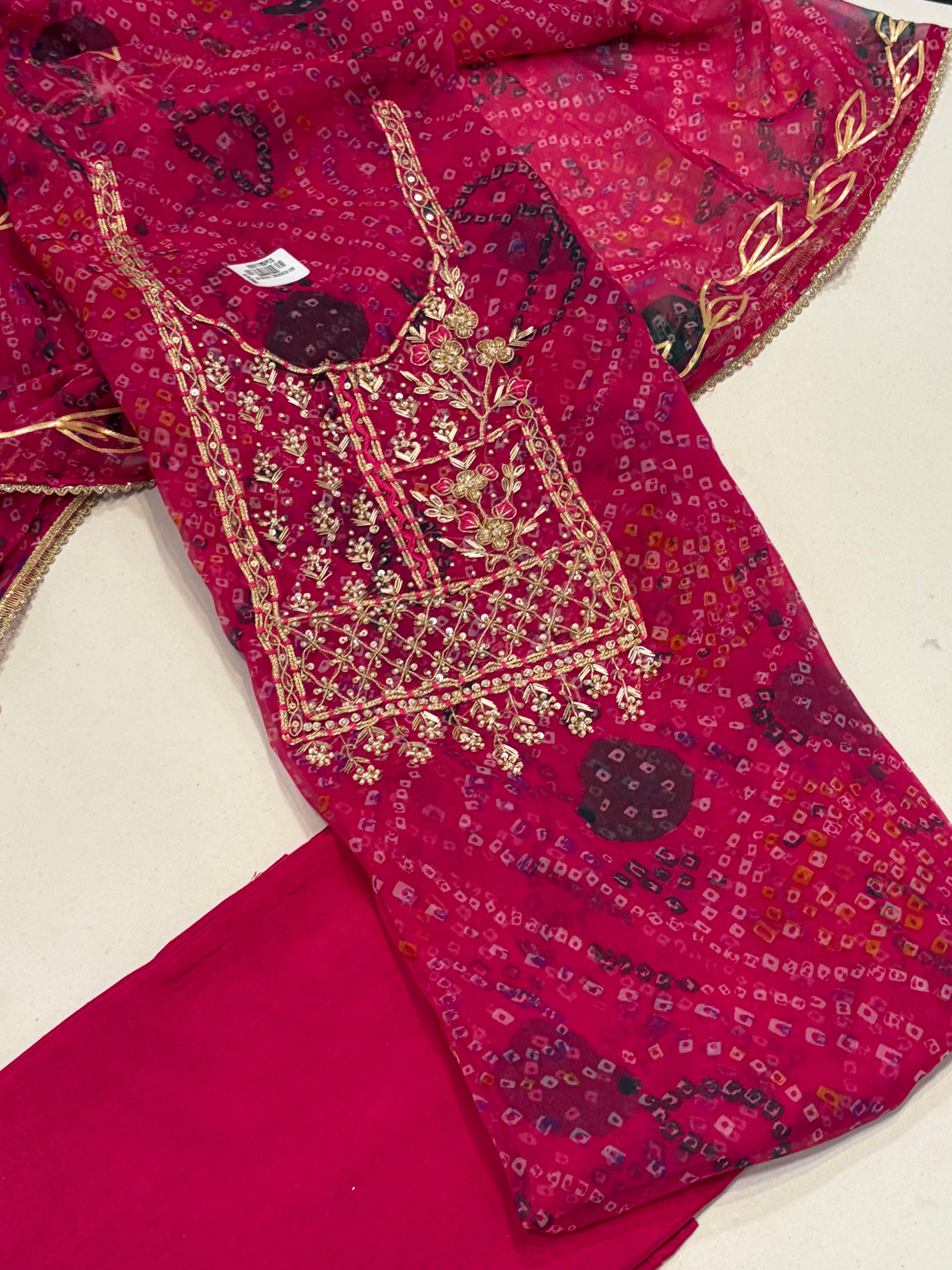 Festive Bandhani Gota Patti Suit Set – Timeless Teej Elegance