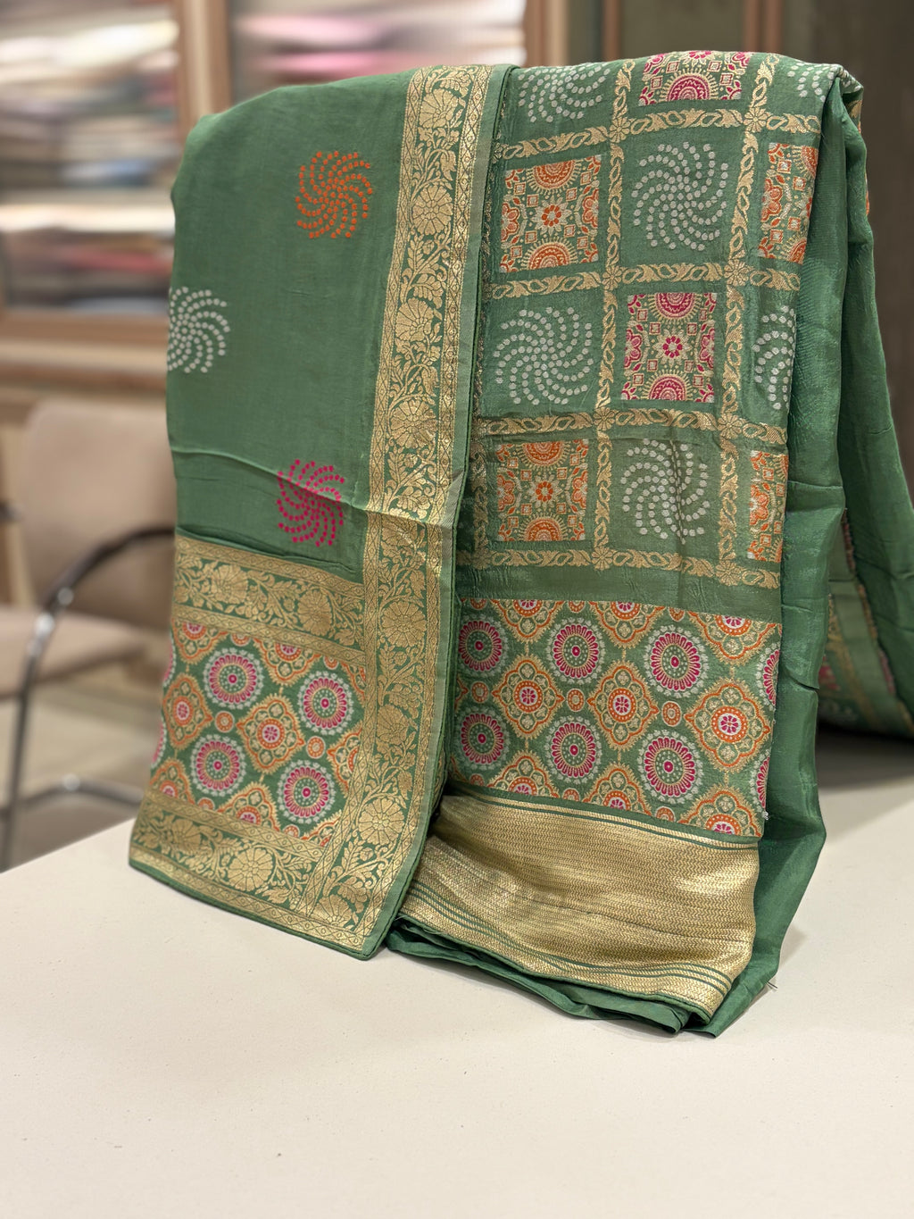 Banarasi Ghar Chola Crepe Silk Suit Set – Regal Festive Grace