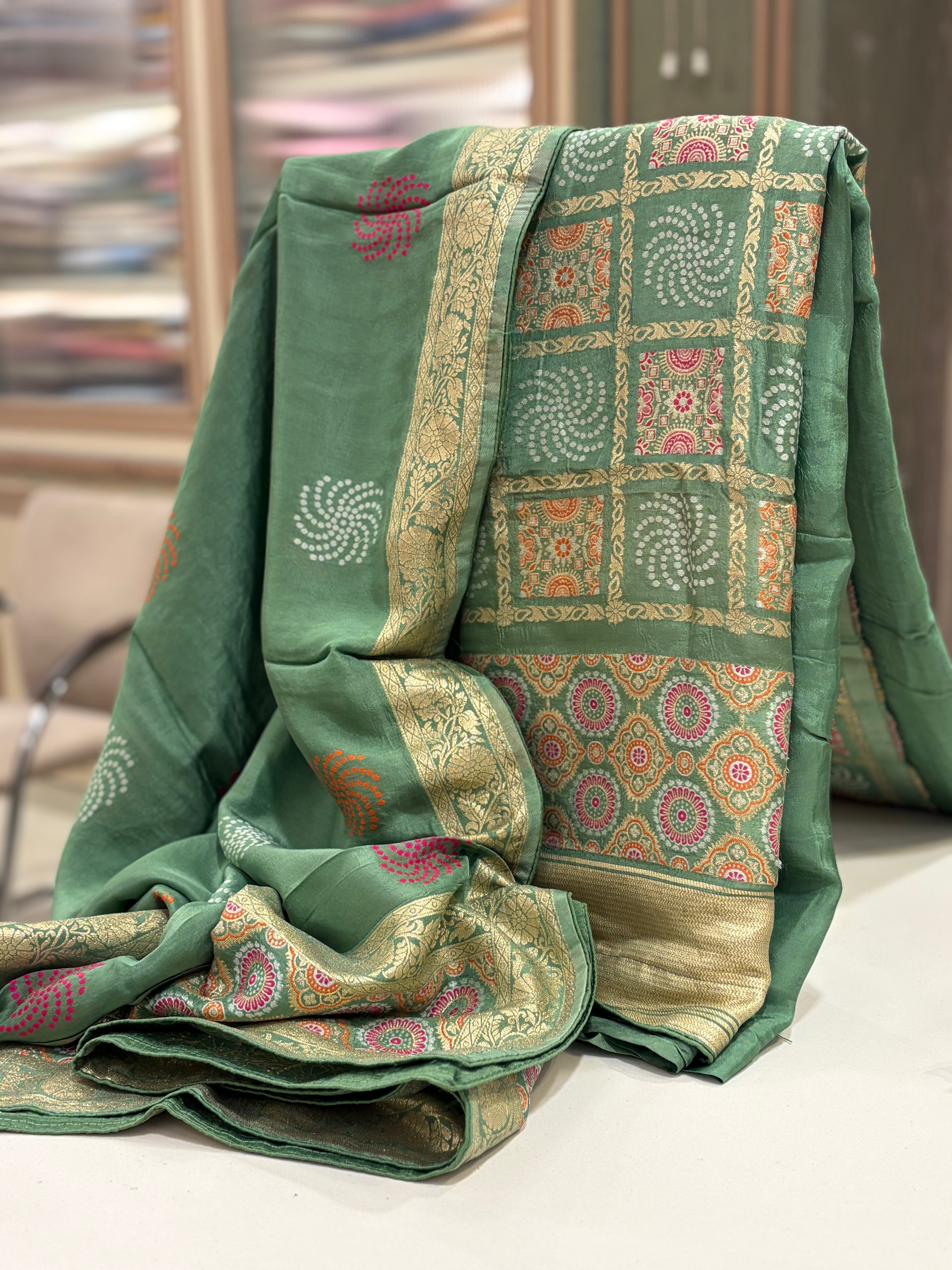 Banarasi Ghar Chola Crepe Silk Suit Set – Regal Festive Grace