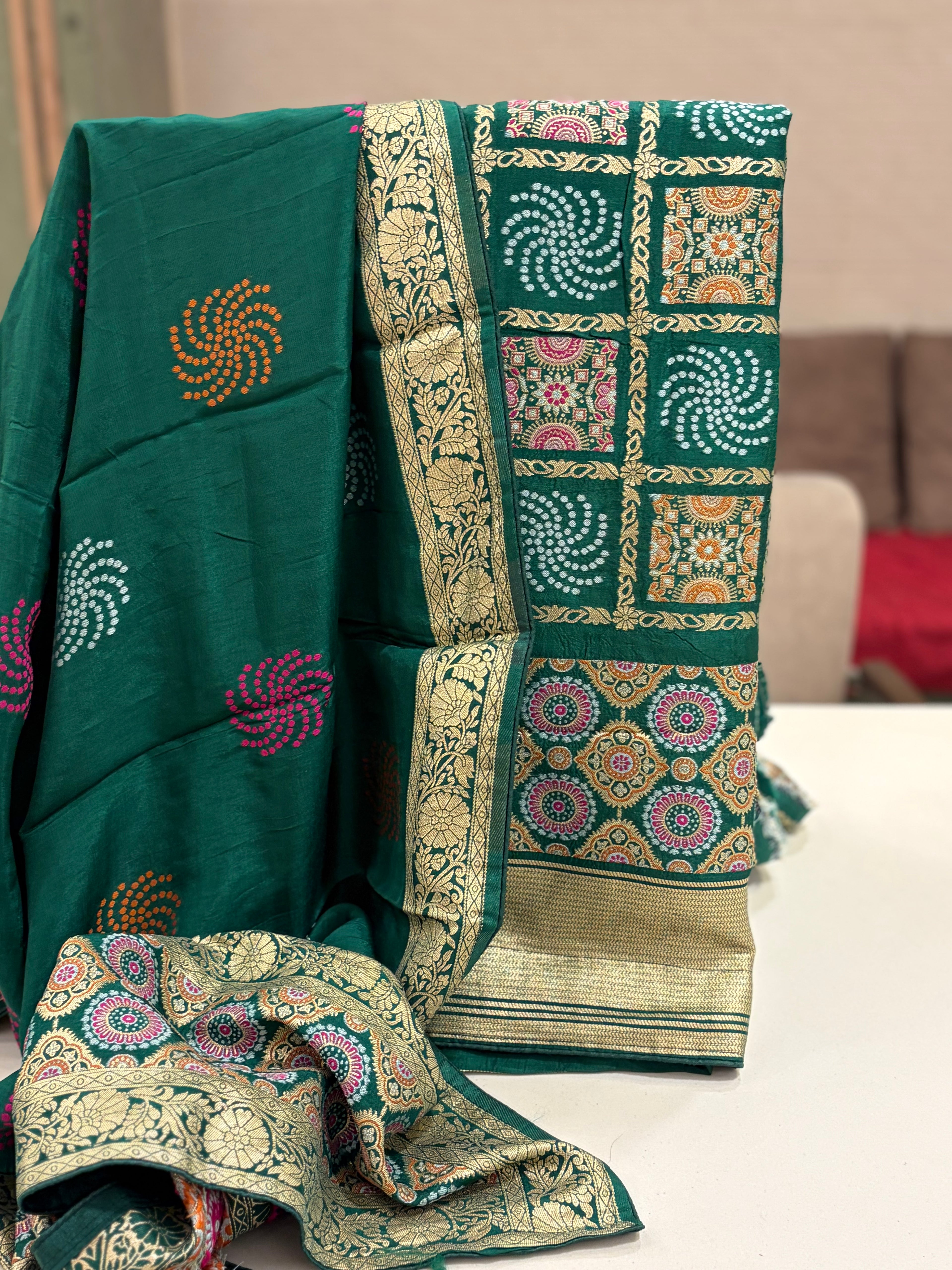 Banarasi Ghar Chola Crepe Silk Suit Set – Regal Festive Grace