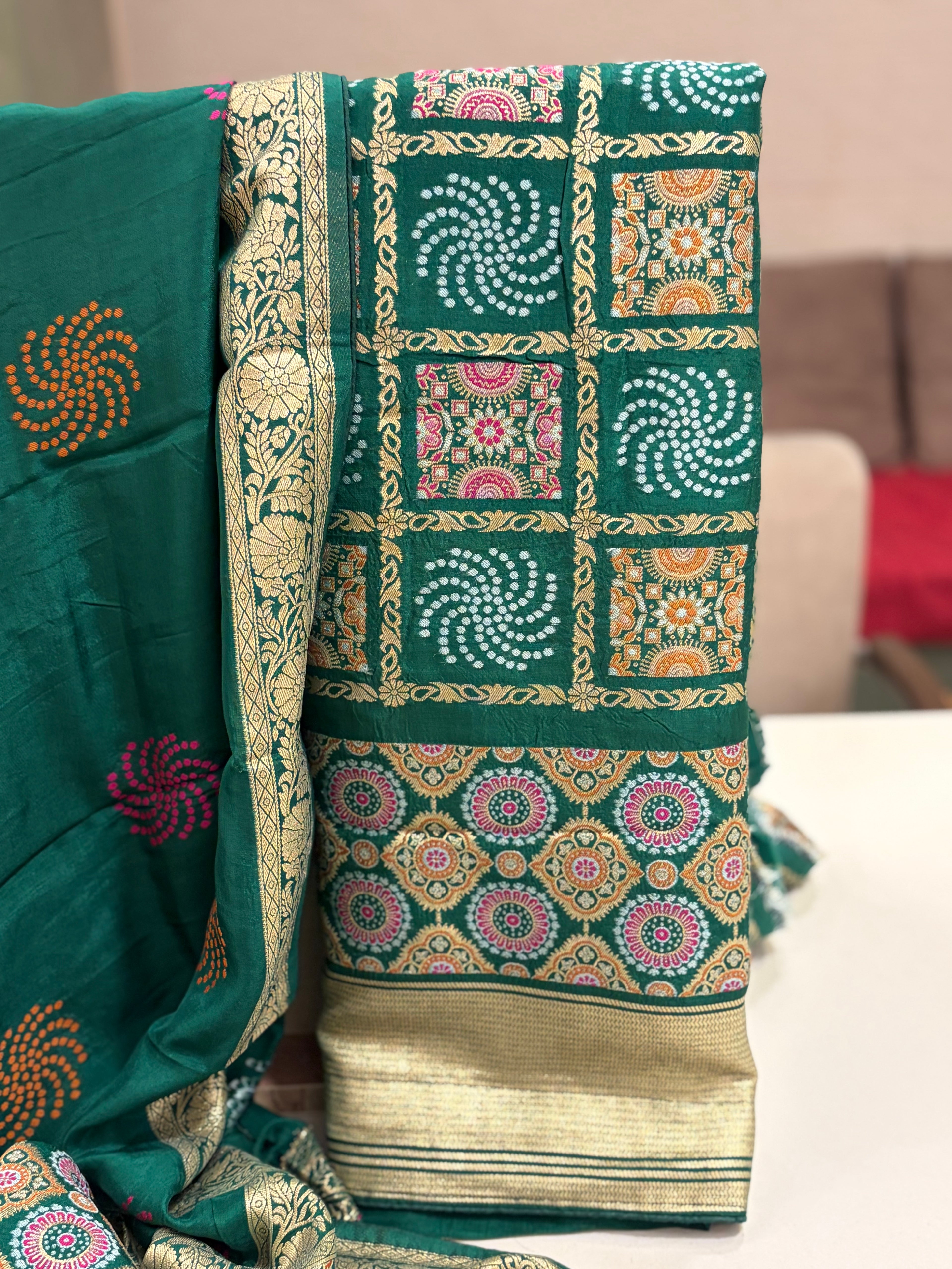 Banarasi Ghar Chola Crepe Silk Suit Set – Regal Festive Grace