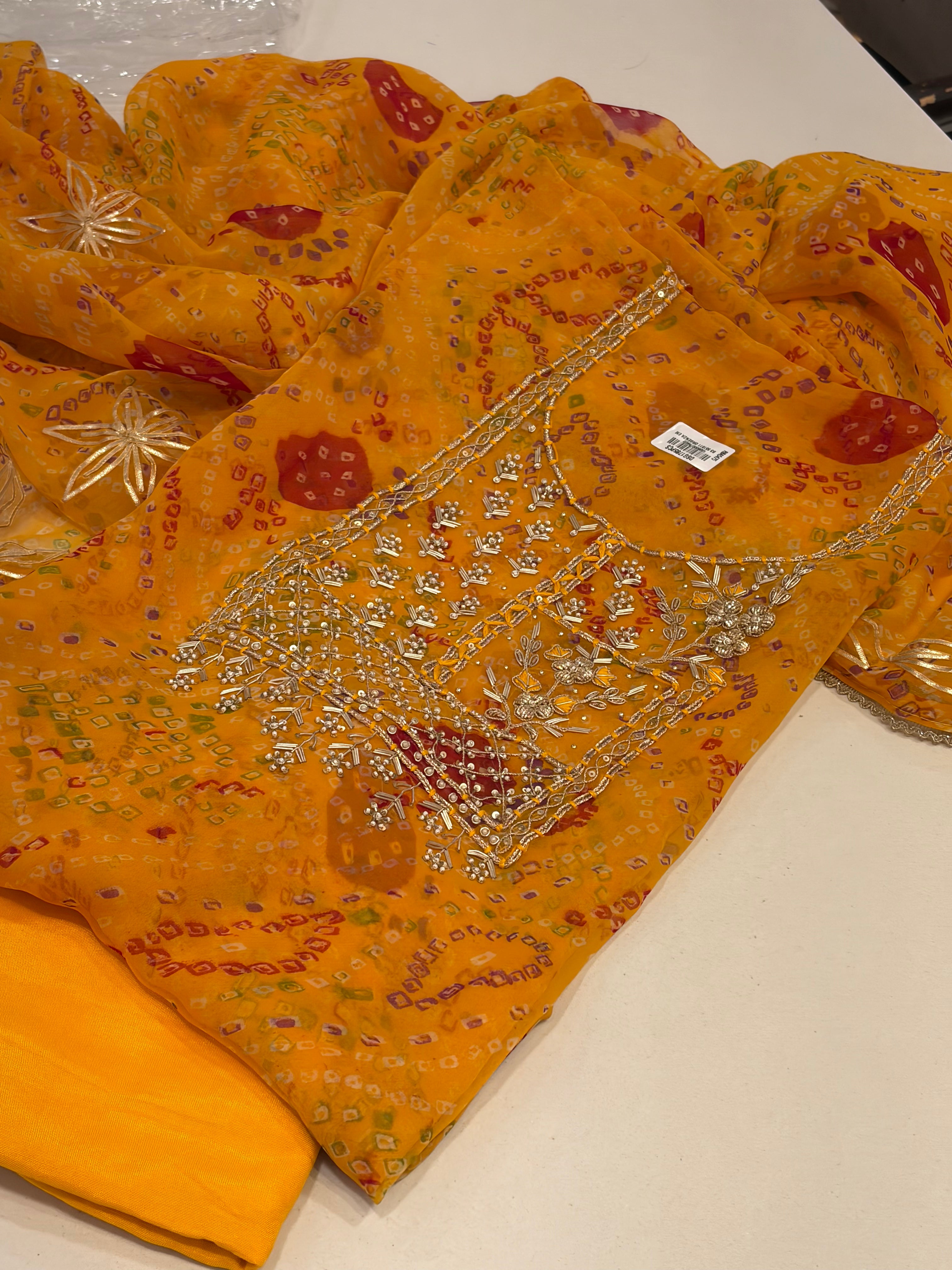 Festive Bandhani Gota Patti Suit Set – Timeless Teej Elegance