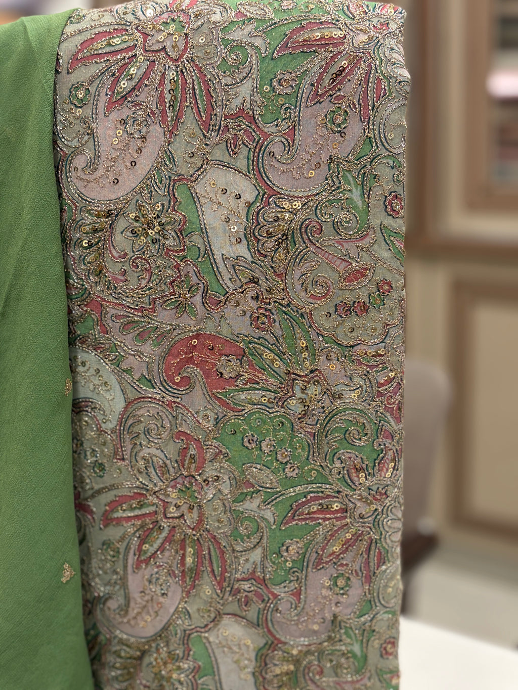 Zari Position Printed  Georgette Embroidered Suit Set