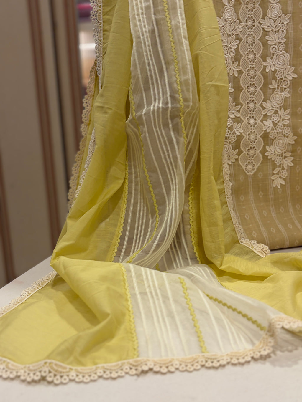 Linen Cotton Embroidered Unstitched Suit Set