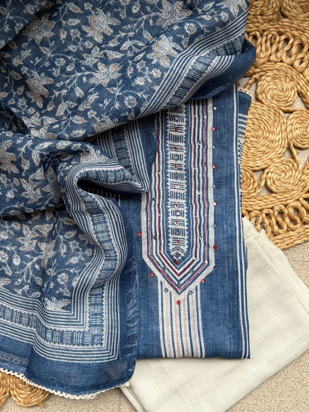 Ivory & Indigo Soft Linen Cotton Suit Set