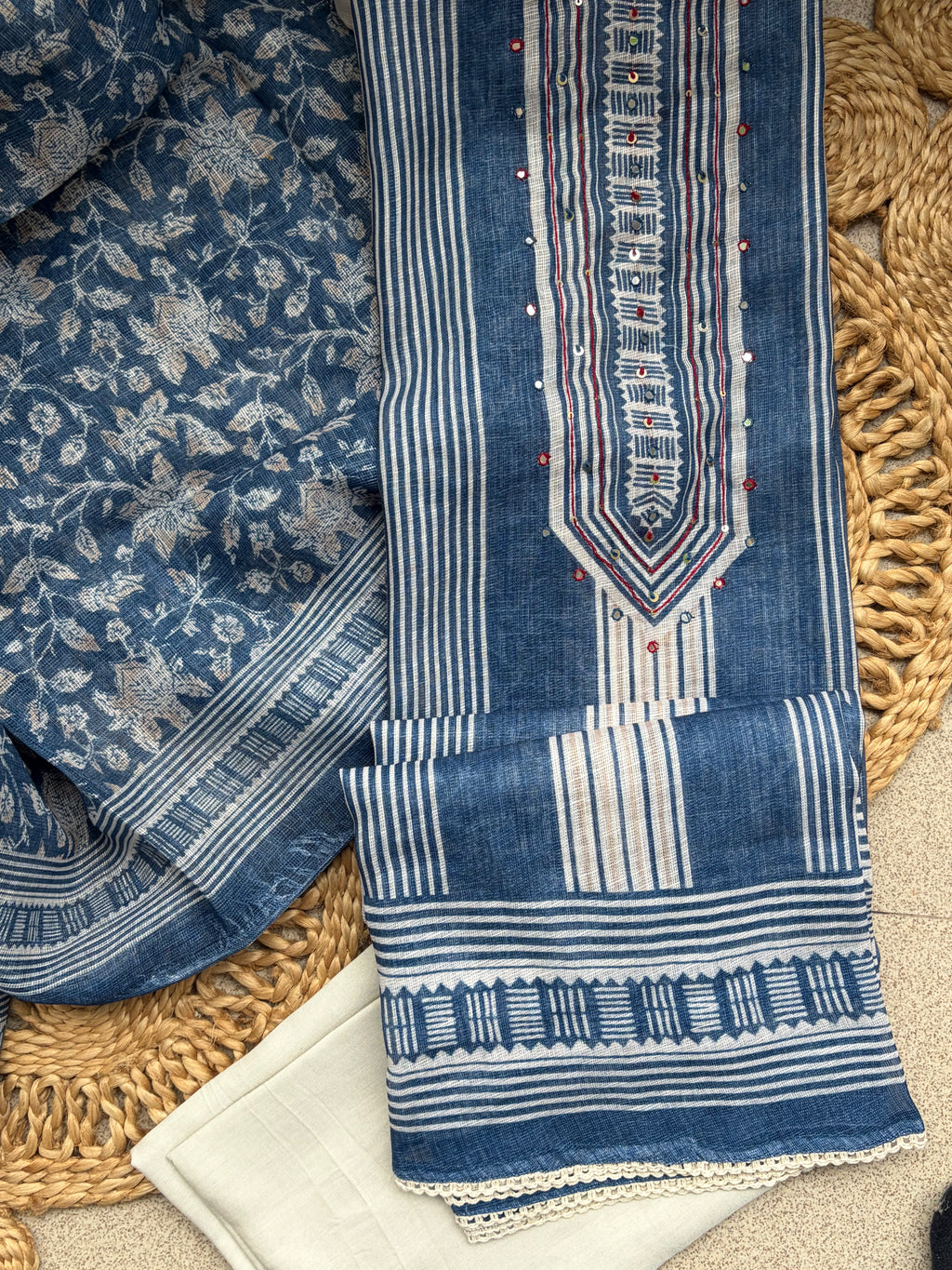 Ivory & Indigo Soft Linen Cotton Suit Set
