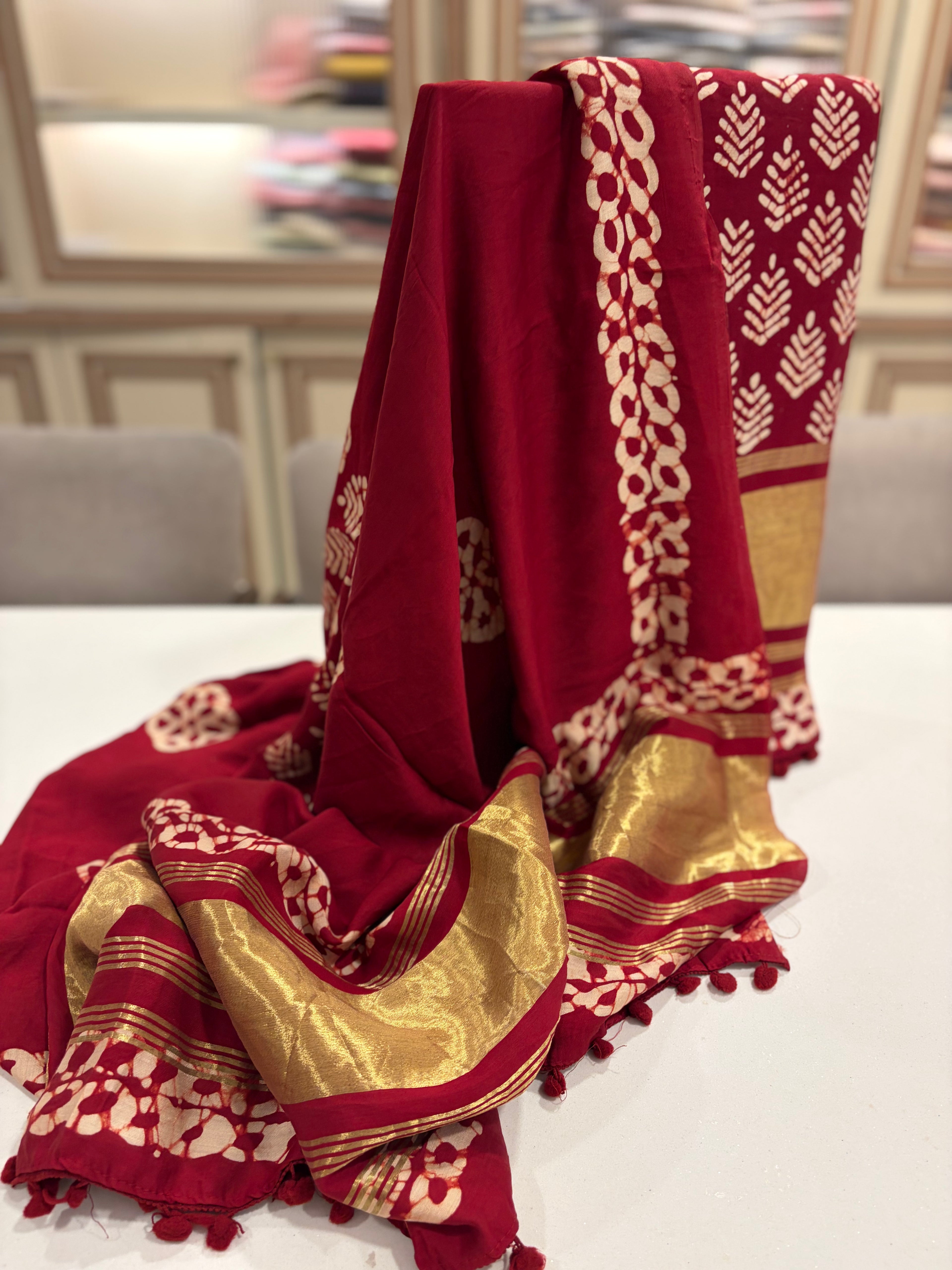 Soft Cotton Muslin Suit with Zari Ghera & Festive Dupatta
