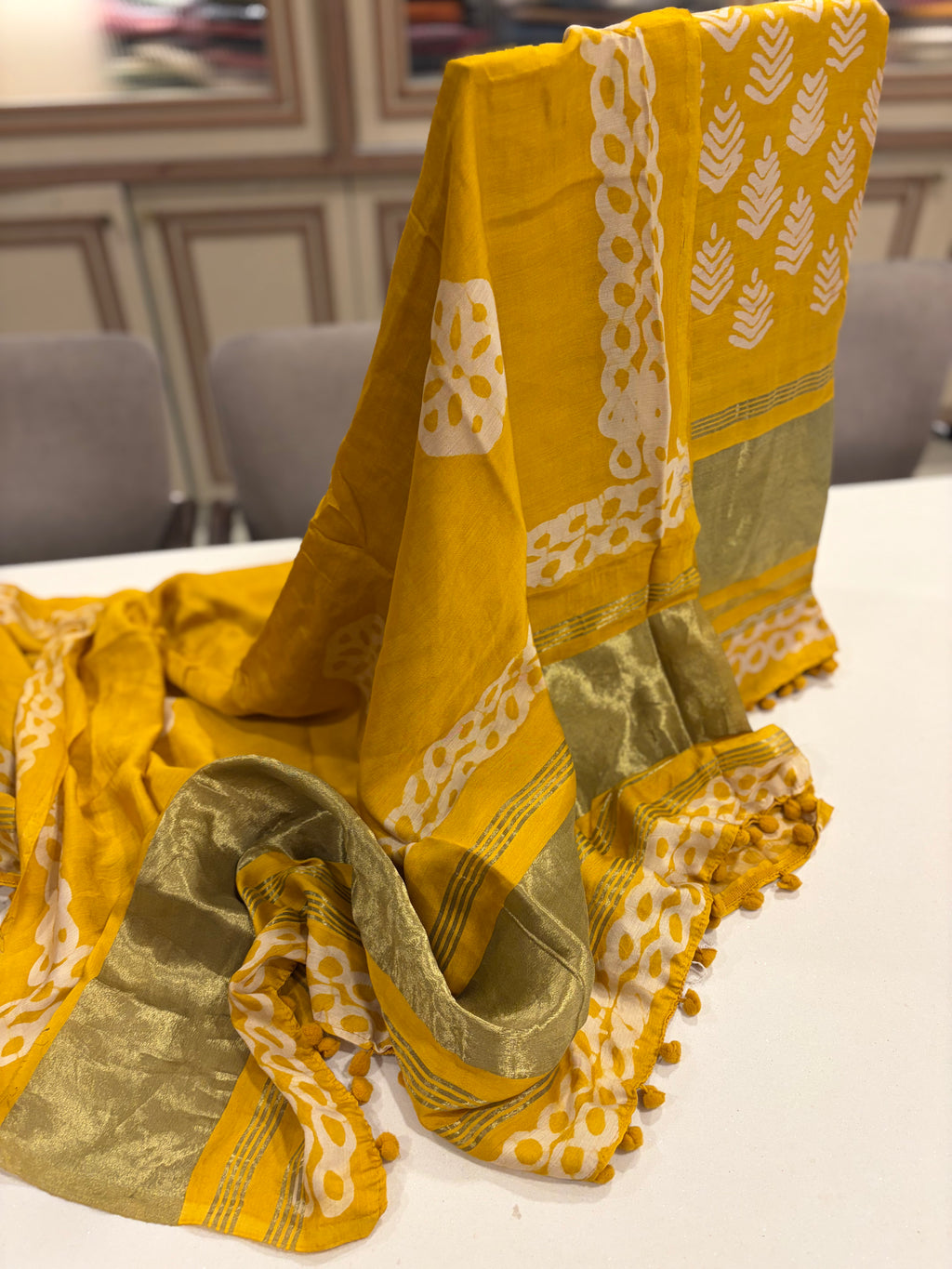 Soft Cotton Muslin Suit with Zari Ghera & Festive Dupatta