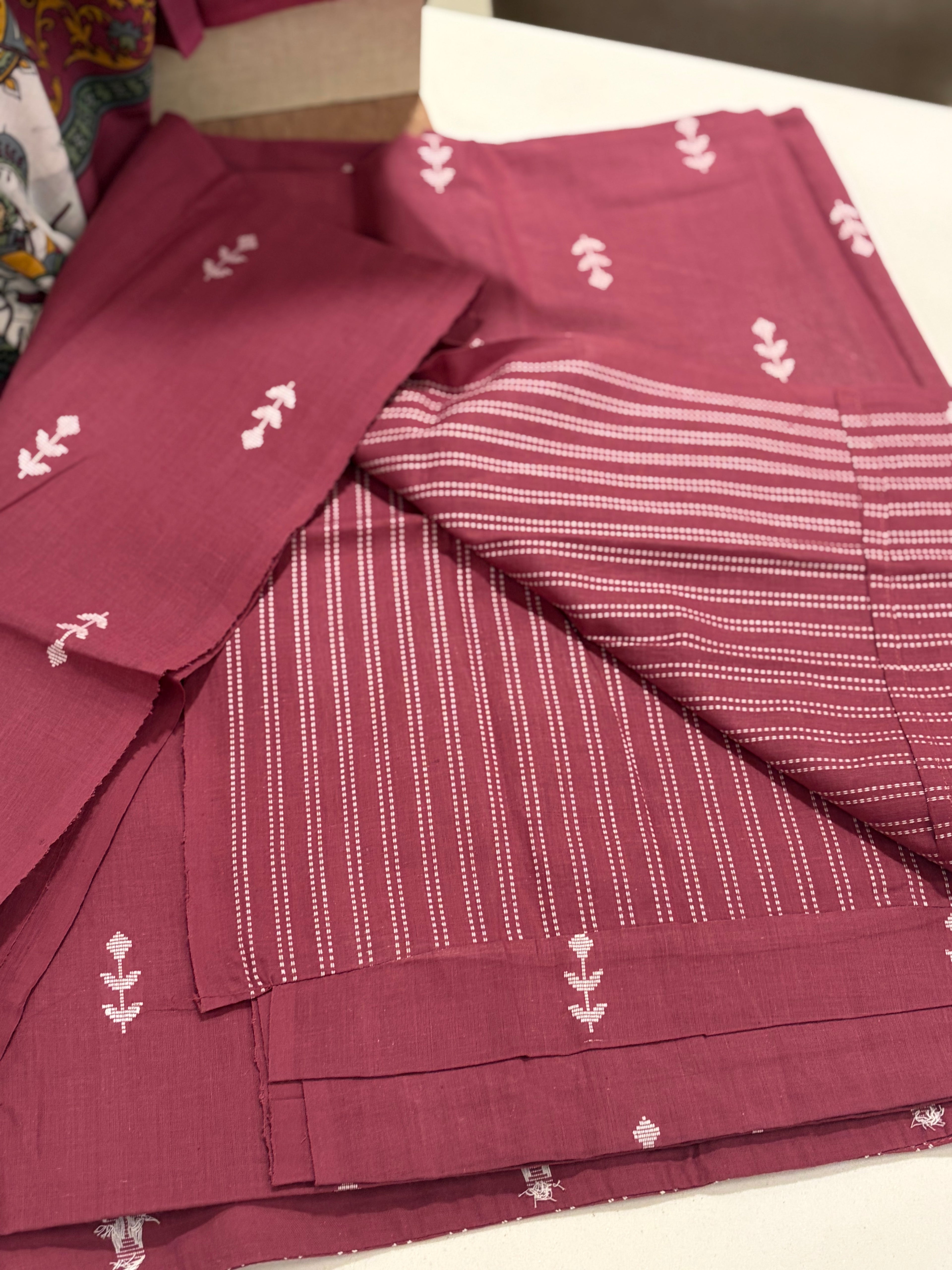 Premium Pure Cotton Suit Set with Kalamkari-Inspired Printed Dupatta