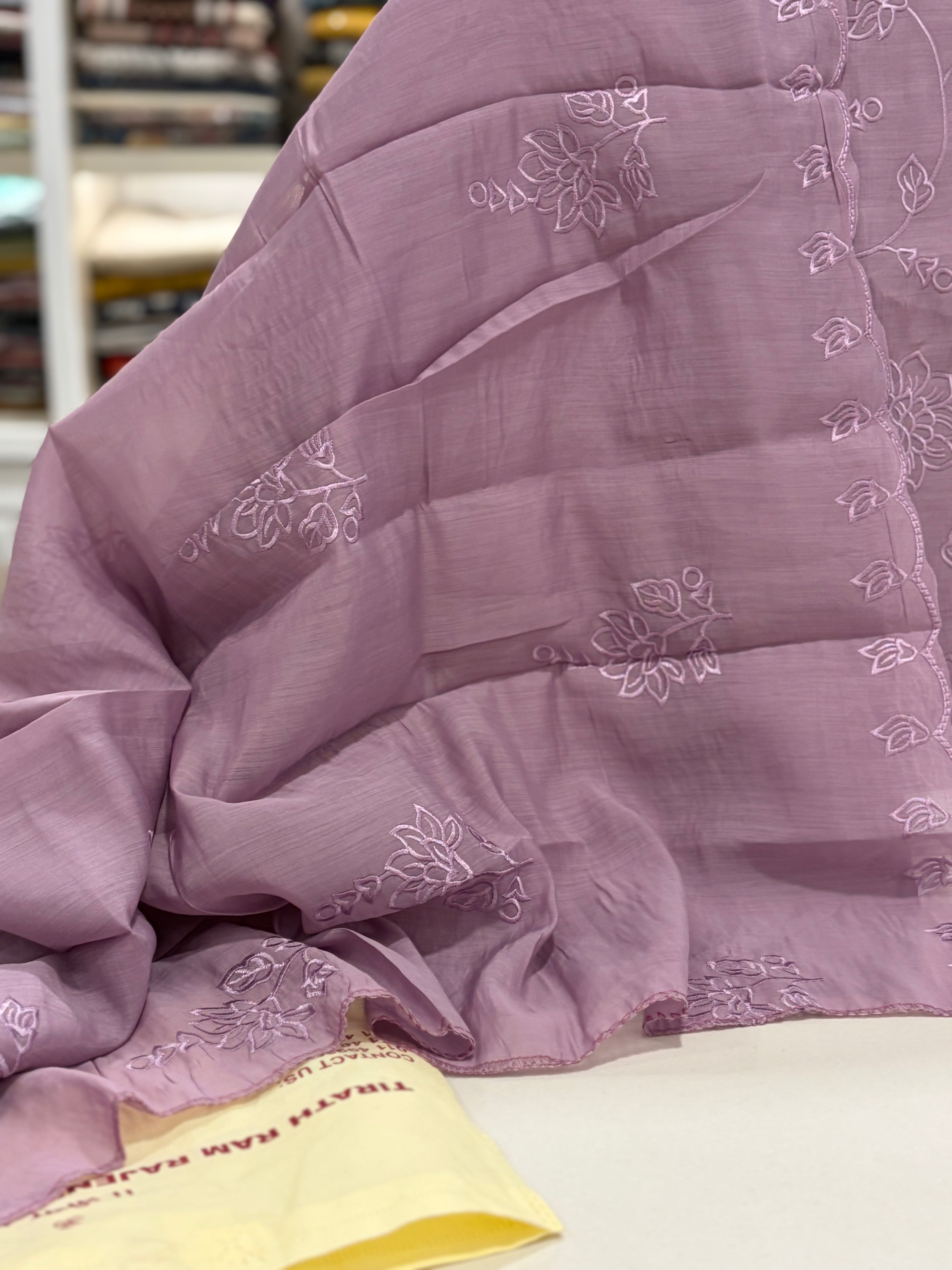 Whispering Florals — Soft Threadwork Suit
