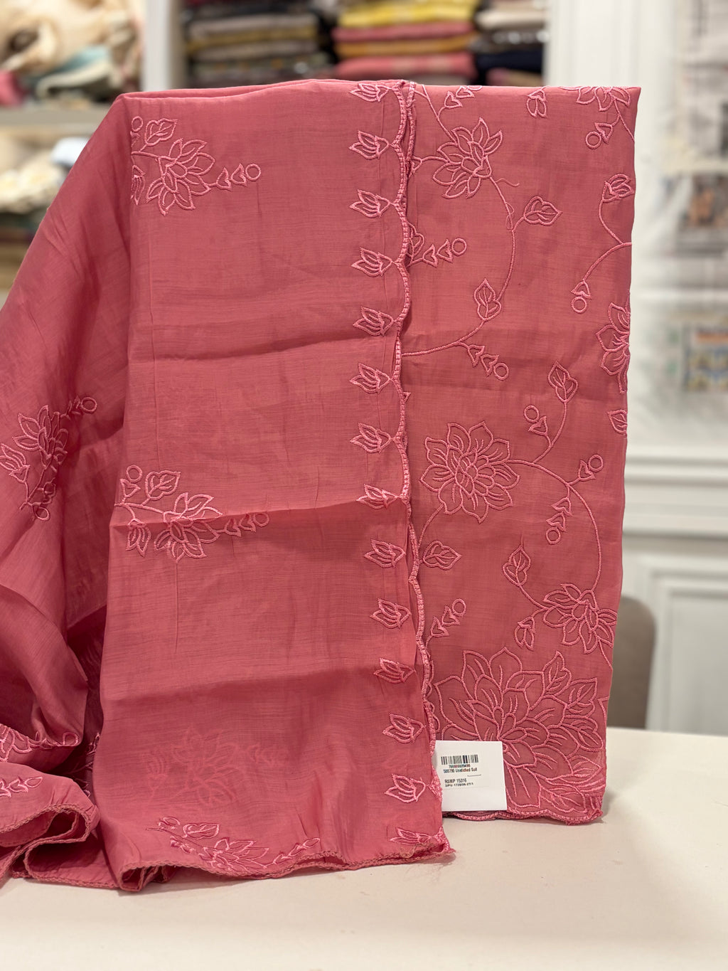 Whispering Florals — Soft Threadwork Suit