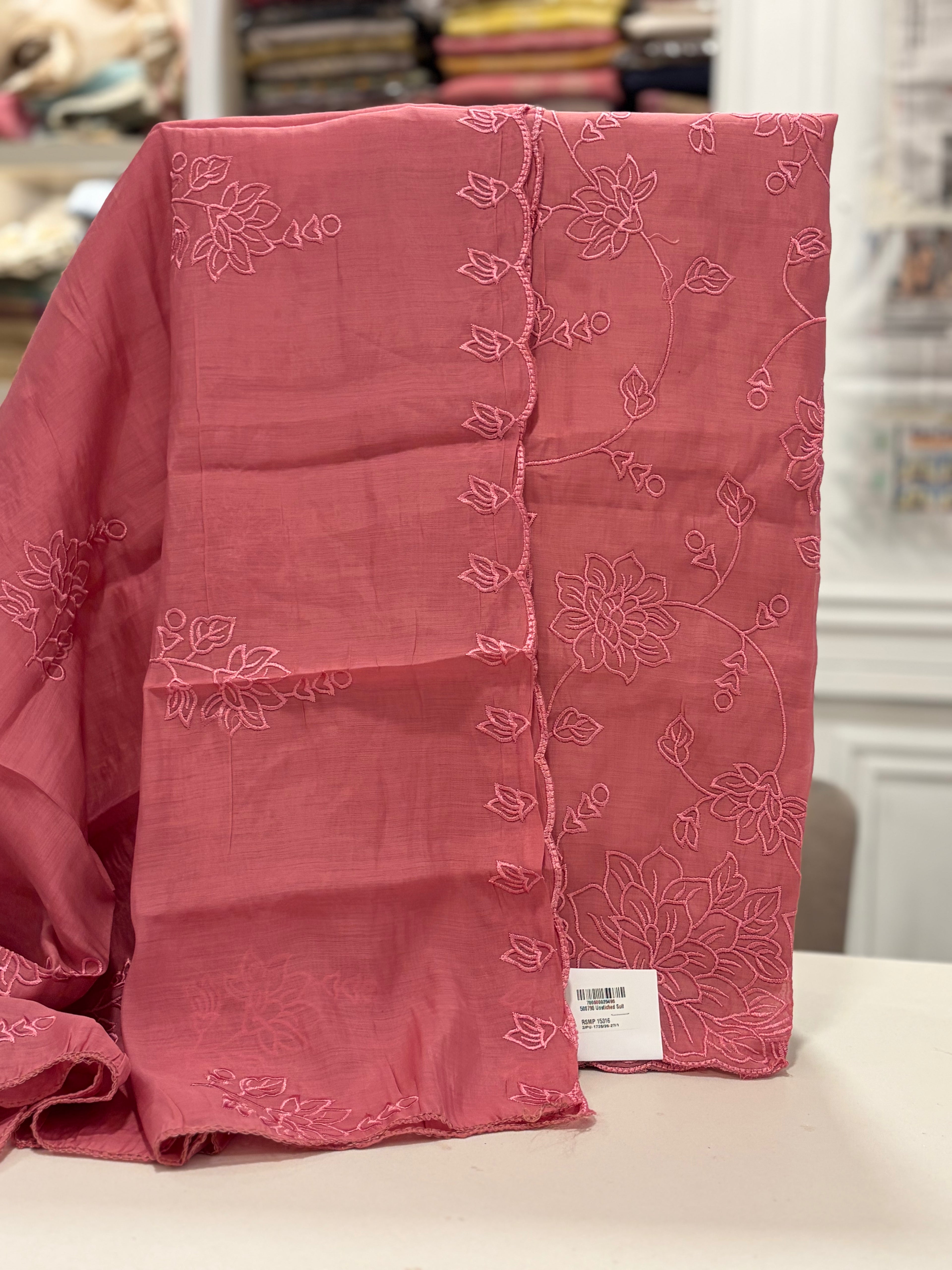Whispering Florals — Soft Threadwork Suit