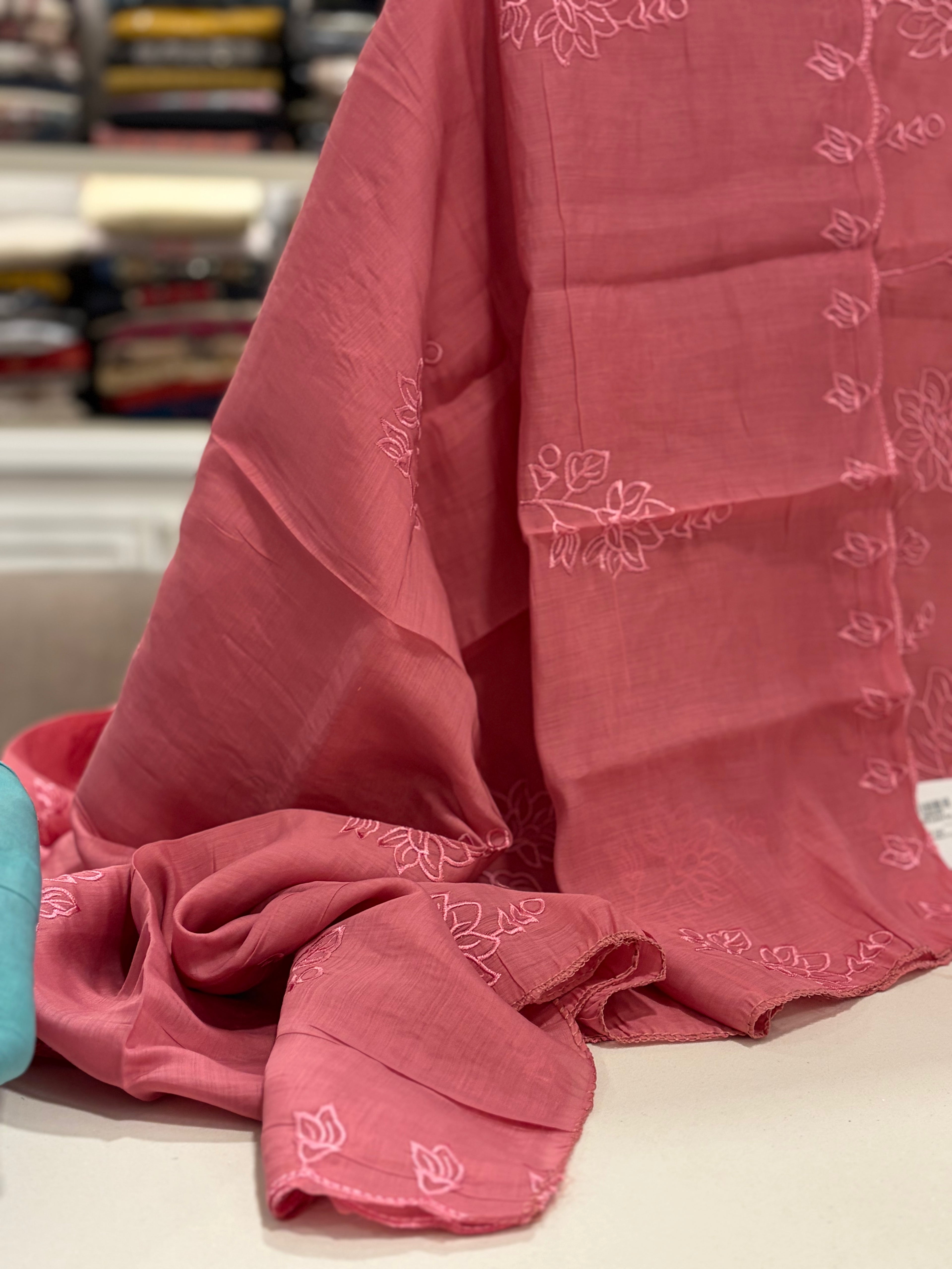 Whispering Florals — Soft Threadwork Suit