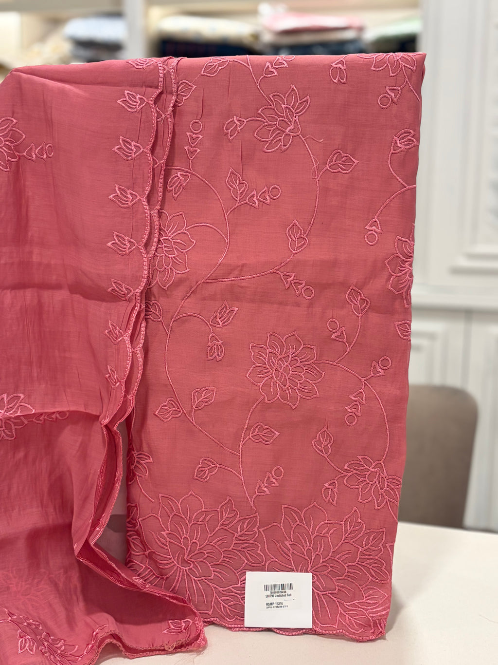 Whispering Florals — Soft Threadwork Suit