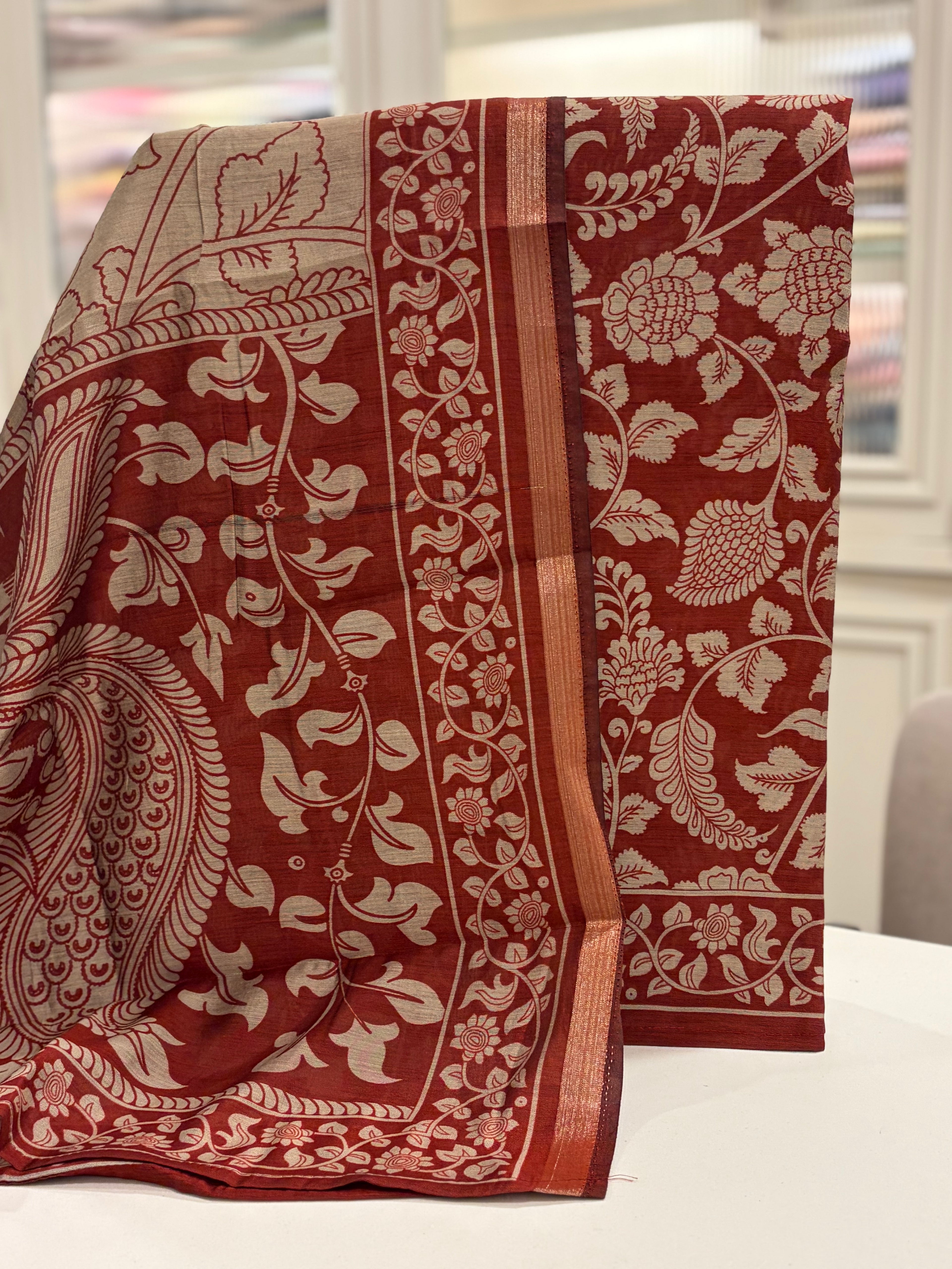 Pure Maheshwari Kalamkari Unstitched Suit ✨