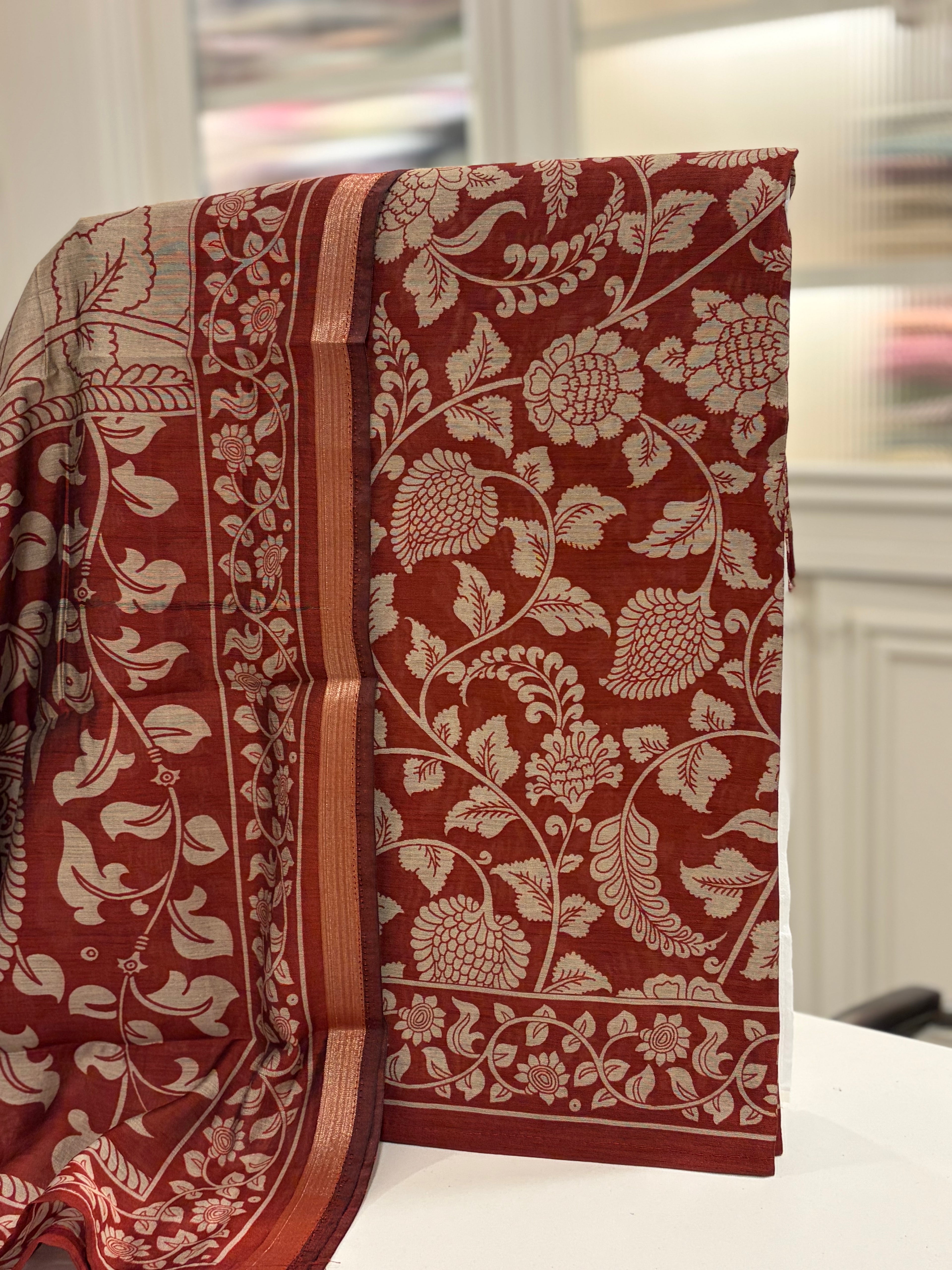 Pure Maheshwari Kalamkari Unstitched Suit ✨
