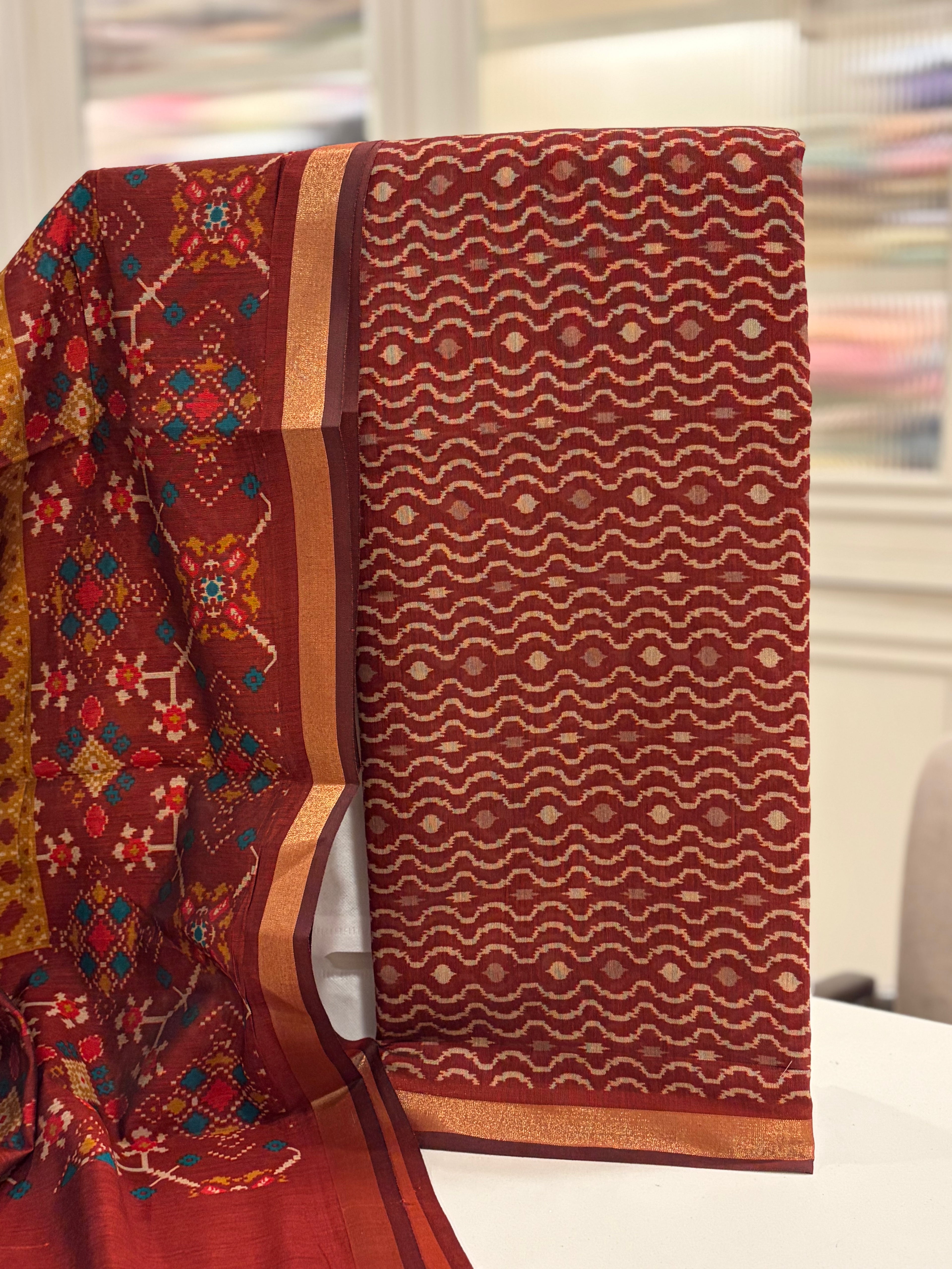 Pure Maheshwari Handcrafted Unstitched Suit ✨