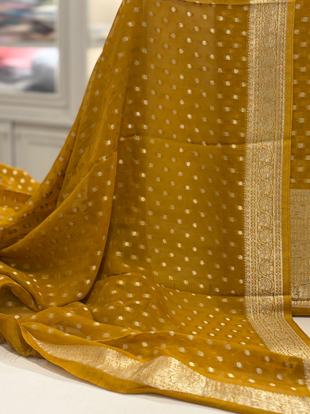 Polka Dots  Banarasi Georgette Zari Suit Set