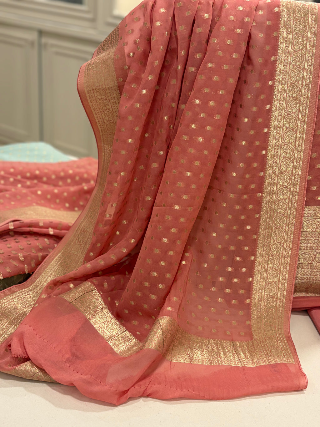 Polka Dots  Banarasi Georgette Zari Suit Set