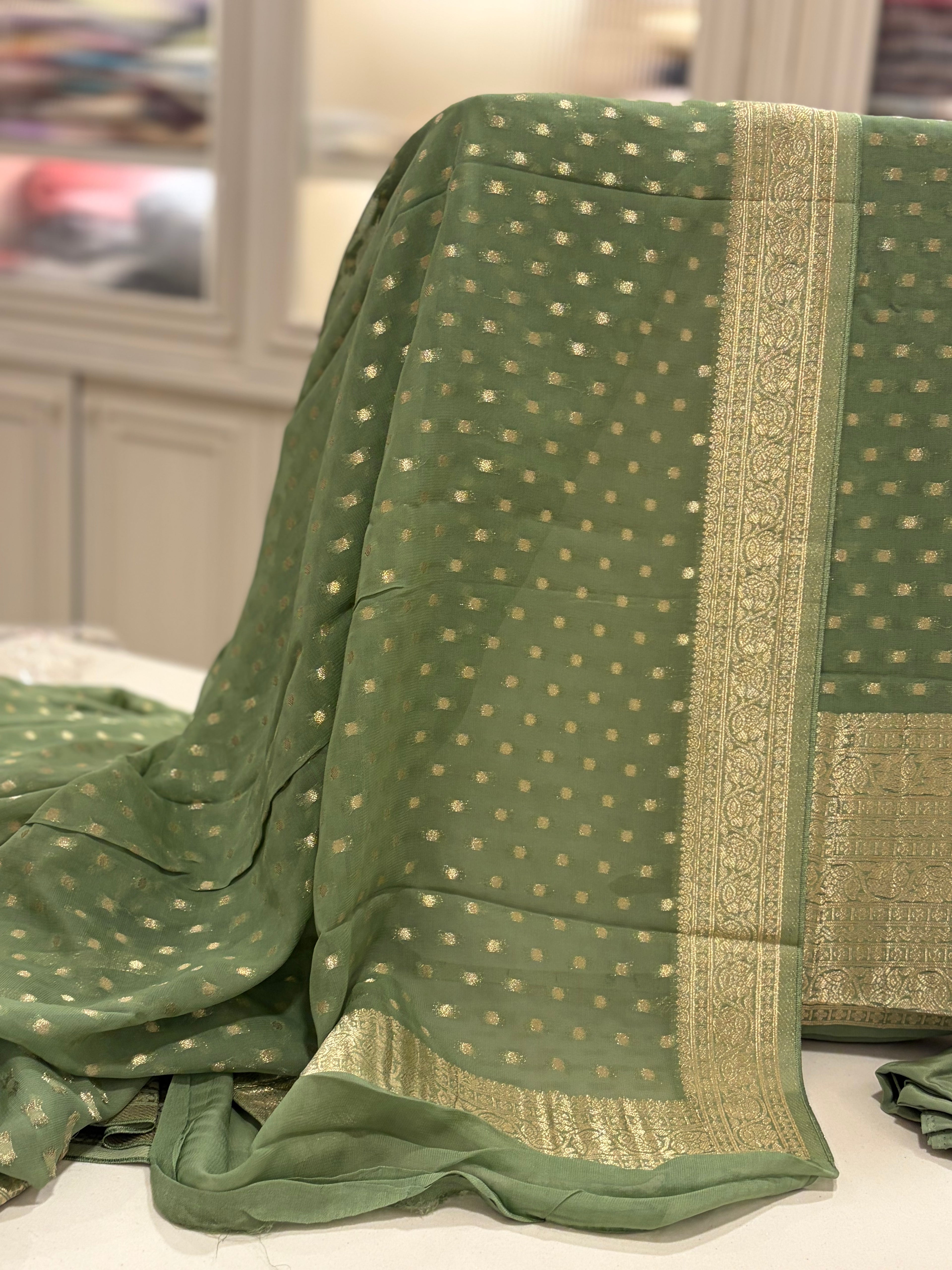 Polka Dots  Banarasi Georgette Zari Suit Set
